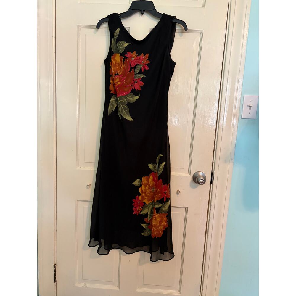 Black Floral Midi Dress